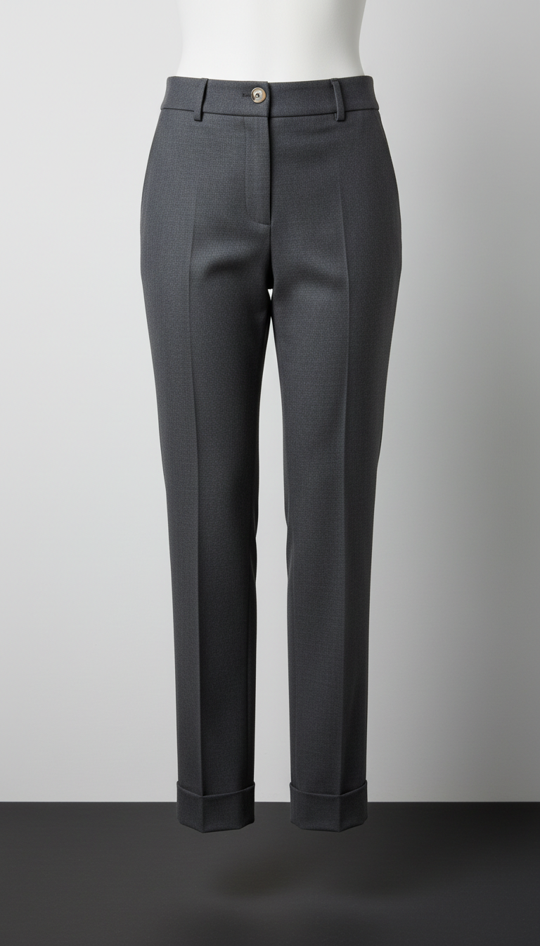 High-Waisted Wool Trousers front view
