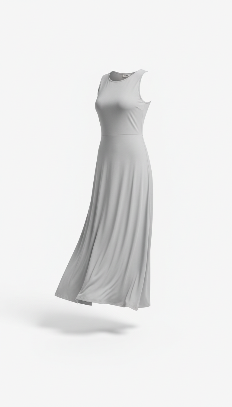 Light Gray Ankle-Length Dress front view