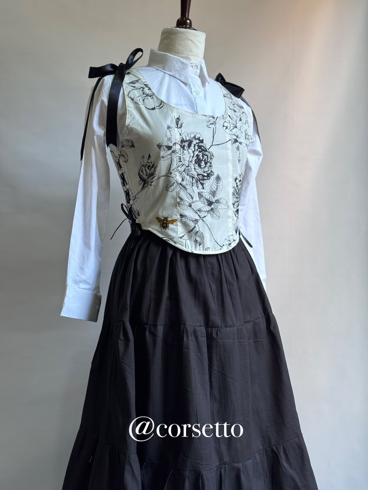 Midnight Floral Corset 3-Piece Set